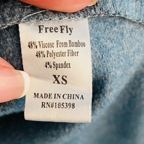 Free Fly Hoodie Sweatshirt XS Blue Thumb Loop Bamboo Performance Minimalist - Picture 3 of 5